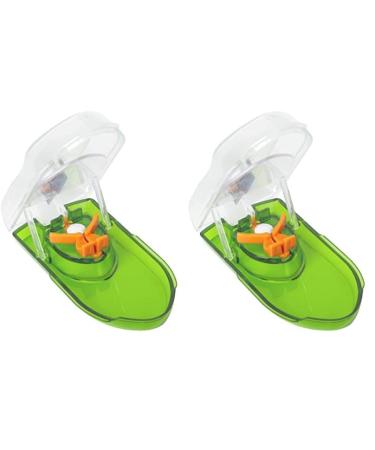 Ezy Dose Pill Cutter with Safety Shield Safely Cut Pills and Vitamins Pill Splitter Retractable Blade Guard Green (Pack of 2) Green Pack of 2