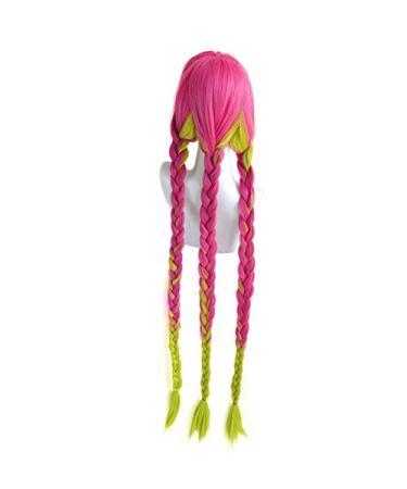 Demon Slayer Kanroji Mitsuri Cosplay Wig - Long Braids Heat-Resistant Synthetic Hair + Wig Cap - International Shipping Available - Buy Online on GoSupps.com