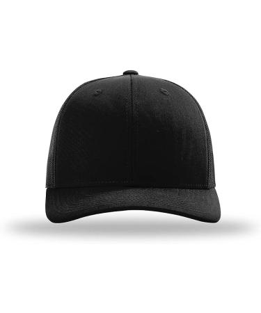 Richardson 112 Black Trucker Hat - Adjustable Snapback Mesh Cap - Buy Online on GoSupps.com