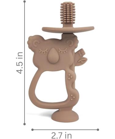 Ali+Oli Taupe Baby Toothbrush - Soft Silicone Toddler Teeth Cleaning | 6-18 Months | Cute Animal Design | Baby Oral Care Gift for Boys & Girls - Buy Online on GoSupps.com