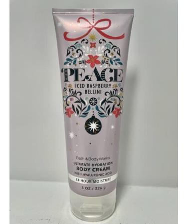 Bath and Body Works Peace Iced Raspberry Bellini Body Cream 8 Ounce Full Size Decorative Holiday Packaging