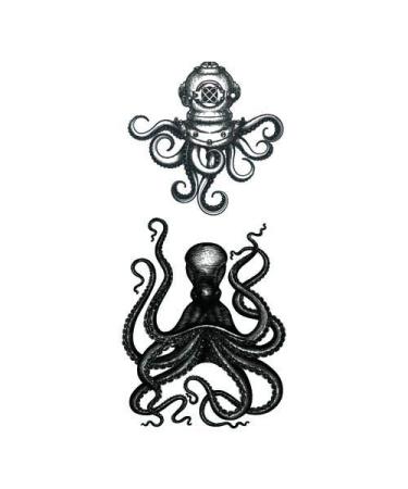 Kids Party Favor Waterproof Temporary Tattoo Sticker Set | Jellyfish Octopus Squid Cartoon Design | 10.5X6cm | Pack of 12 - Buy Online on GoSupps.com