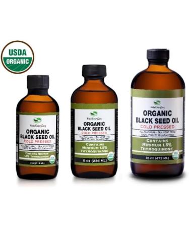 HalalEveryDay Organic Black Seed Oil - USDA Certified Cold Pressed Glass Bottle Over 1.5% - Buy Online on GoSupps.com