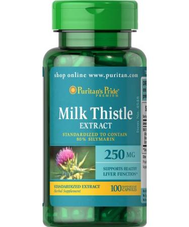 Puritan's Pride Milk Thistle Standardized 250 Mg Silymarin Capsules 100 Count