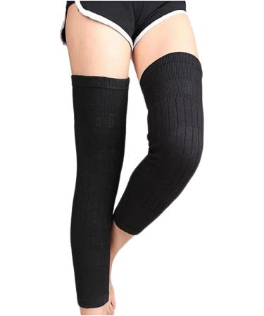 Winter Knee Warmers Knee Brace Sleeve Leg Warmer for Women Men Wool Thicken Thermal Knee Brace Sleeve Black - Buy Online on GoSupps.com