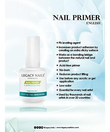 Shop Legacy Nails Professional Nail Prep & Primer Set - .5oz Dehydrator & Acid-Free Low Odor Primer for Perfect Acrylic Nail Extensions - Buy Online on GoSupps.com