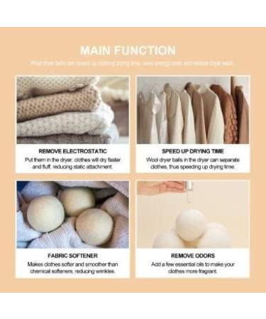 Organic Wool Dryer Balls - Natural Fabric Softener | Premium New Zealand Wool | Reduces Wrinkles & Drying Time | XL Pack of 6 - Buy Online on GoSupps.com