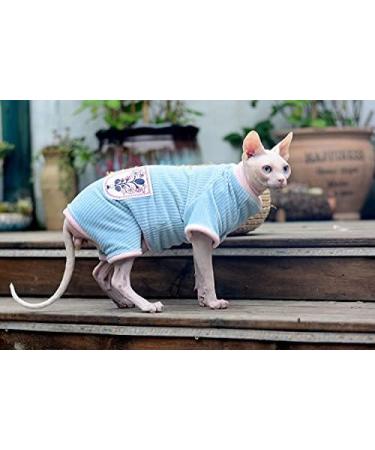 Rayminsino Hairless Cat Clothing - Elastic Four-Legged Loop Kitten Outfit in Medium Blue | Sphynx Apparel for Pets - Buy Online on GoSupps.com