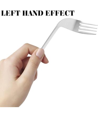 Left Handed Adaptive Utensils Set for Rehabilitation - Easy Grip Spoon and Fork Set for Disabled Elderly - Stainless Steel Self Feeding Utensils - Silver - Buy Online on GoSupps.com