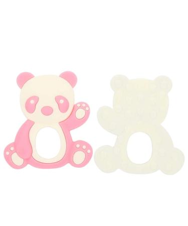 Baby Teething Toy - Cartoon Panda Shape Silicone Teether for Kids | Soft Hugs & Kisses (Pink/Black/Coffee) - Buy Online on GoSupps.com