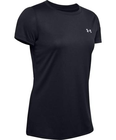 Under Armour Women's Tech Short-Sleeve T-Shirt in Black/Metallic Silver - Medium - Buy Online on GoSupps.com