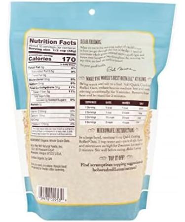 Bob's Red Mill Quick Rolled Oats Organic 453 Grams - Buy Online on GoSupps.com