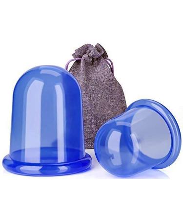 Cupping Therapy Set for Cellulite Massage - Silicone Suction Cup - Cellulite Remover for Body Vacuum Massage - Chinese Acupuncture Anti-Aging Wrinkle Reducer (2 Cups  Blue)