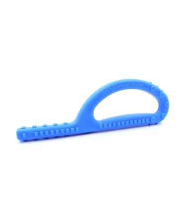 ARK Grabber Goshabunga in smooth or textured with simple handling for children by loop shape including ATC care instructions - jaw motor skills bite block chewing teething (textured firm blue) textured blue