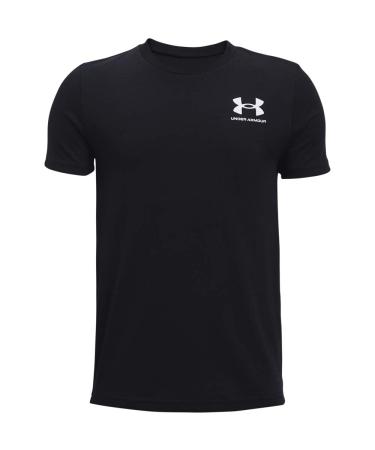 Under Armour Boys' Sportstyle Left Chest Short-Sleeve T-Shirt Black (001)/White Large