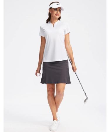 SANTINY Women's Dri-Fit Golf Shirt UPF50+ Zip-Up Short Sleeve Polo - White, X-Large - Buy Online on GoSupps.com