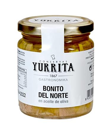 Yurrrita white tuna placed in olive oil in the glass white tuna white thun long -fin tuna in Olive Oil with salt from Spain 225 g