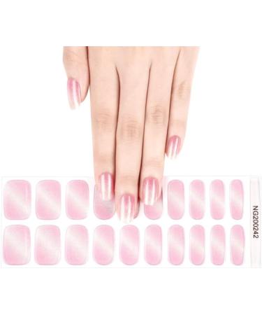 Nail Wraps Semi Cured Gel Nails Strips Glitter Gradient Soft Self-Adhesive 20 Stickers Cat Eye Pink Gel Nail Stickers Salon-Quality UV/LED Lamp Required (242-Glitter Pink) - Buy Online on GoSupps.com