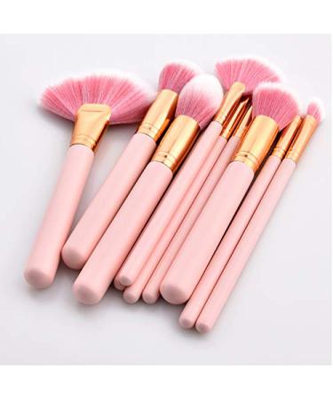 ARALOR 10-Piece Pink Wood Handle Makeup Brush Set with Soft Nylon Bristles - Kabuki Brushes for Eyeshadow, Eyeliner, Blush, and More - Buy Online on GoSupps.com