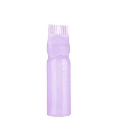 120ML Toothed Dry Shampoo Pot Hair Oil Applicator Bottle Hair Dye Perm Hairdressing with Scale Perm Hair Dye Bottle Squeeze Root Bottle Hair Dye Brush Bottle (Purple)
