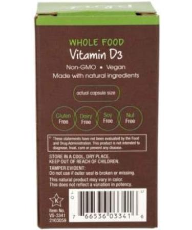 Plant Whole Food Vitamin D3 2000IU - Bone & Immune Support | Non-GMO Vegan Capsules - Buy Online on GoSupps.com