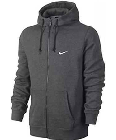 Nike Men's Club Swoosh Full Zip Fleece Hoodie - Large Charcoal - Buy Online on GoSupps.com