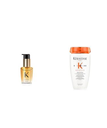 Duo K RASTASE Elixir Ultime - L'Huile Originale - Huile Capillaire Nourrissante Multi-Usage - Tous Types de Cheveux - 30ml + K RASTASE Nutritive - Bain Satin - Cheveux Secs Fins Moyens - 250 ml