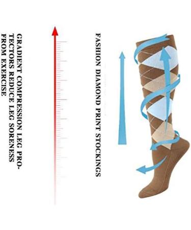 ZLYJ Colorful Knee High Socks for Men & Women - 2 Pairs Patterned Sports & Travel Socks in Khaki - Buy Online on GoSupps.com
