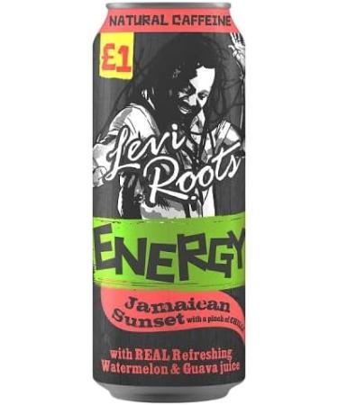 Levi Roots Can Energy Drink Pack of 12x500ml with Key Ring (12x500ml Jamaican Sunset) Jamaican Sunset 12x500ml - Buy Online on GoSupps.com