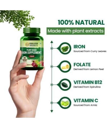 Plant Based Iron Supplement with Folate | Boost Energy (90 Capsules) - Buy Online on GoSupps.com