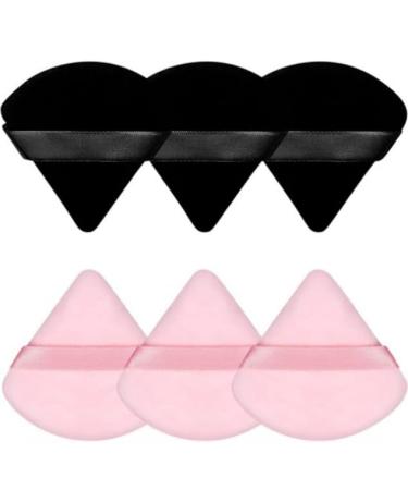 6 Pieces Black and Pink Powder Puff Face Makeup Sponge Soft Velour Triangle Powder Puffs for Loose Powder Setting Powder Cosmetic Foundation Beauty Sponge Gift for Women Makeup Brushes & Tools