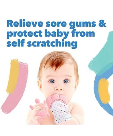 Liname Baby Glove Teething Feasts - BPA Free Washable & Durable - Includes Bonus Teething Ring - Pink - Buy Online on GoSupps.com