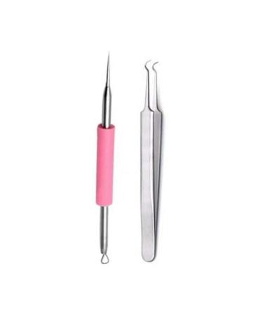Beautyhe Whitehead Removal needle Waircase remover needle hook head tweezers Face care tool Pimple remove flaw acne for acne blackheads pink