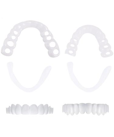 1 pair of prostheses fake teeth false artificial temporary teeth for braces smile veneer cosmetic provisional teeth dentures prosthesis artificial veneers teeth at the top below