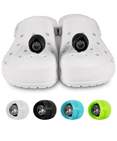 Headlights for Croc - 2Pcs LED Croc Lights Shoes Lights Croc Charm Croc Accessories, IP67 Waterproof for Adults and Kids - Hiking, Dog Waking & Camping Gear Essentials Clogs Accessories Black