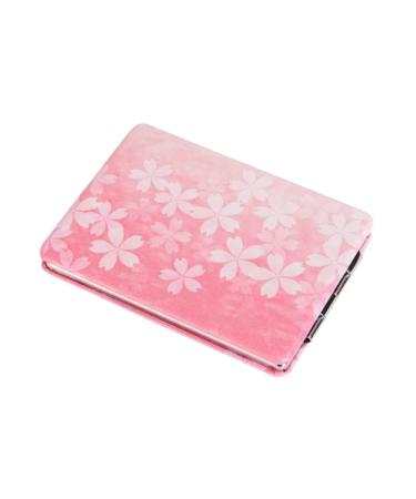 BOUYA Compact Cute Mirror Pu Leather Makeup Travel Mirror for Purses - Small Pocket Mirror Portable Folding Handheld Mirror 2-Sided with 2X 1x Magnification for Women Great Gift (Sakura Pink)