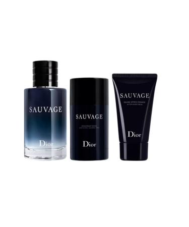 Christian Dior Sauvage For Men 3 Piece Set (3.4 Ounce Eau De Toilette Spray + 1.7 Ounce After Shave Balm + 2.6 Ounce Deodorant Stick) - Buy Online on GoSupps.com