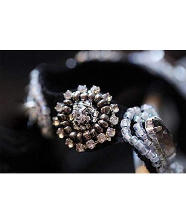 Beaded Rhinestone Headband - Elastic Non-Slip Black Hair Hoop for Women and Girls - Buy Online on GoSupps.com