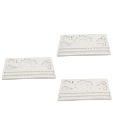 IMIKEYA Baroque Fondant Mold 3pcs Embossed Lace Mold 3D Non Stick Flower Candy Silica Gel Scroll Border Lace Molds 19.5X12X1CMx3pcs
