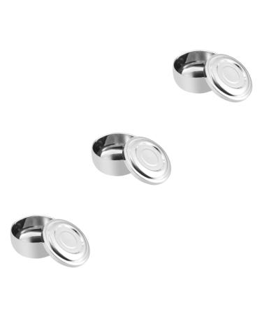 FOMIYES 3ST SHOUCH AM WOOD stainless steel container with lid foam shell soup bowl made of bamboo shaving soap shaving shell with lid of stainless steel shaving shaving foam man mediumx3pcs silverx3stk