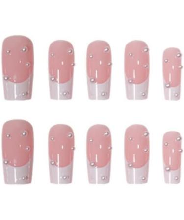 Justotry 24 Pcs False Nails Long with Pearls Milky White French Press On Nails - Pretty Ballerina Stick On Nails for Women Acrylic Coffin Fake Nails Medium - Nail Art Pearls & Milky Design - Buy Online on GoSupps.com