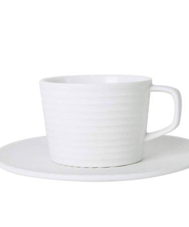Set White Striped Ceramic Cup and Saucer Coffee Drinking Cup Breakfast Cup House Kitchen Office