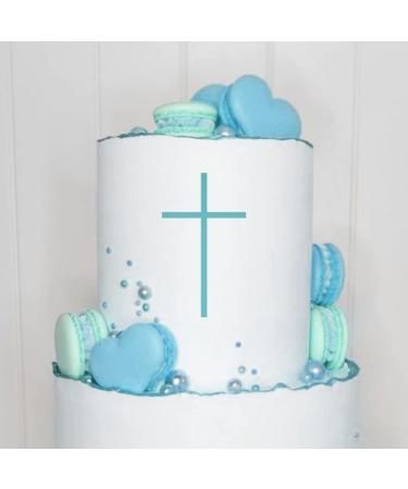 Cake topper (cross) charm acrylic/wood baptism communion confirmation confirmation cake plug cake cake plug decoration caketopper (2 pieces turquoise) Turquoise 2 pieces