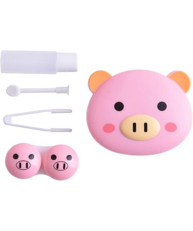 Pink Pig and Panda Bear Contact Lens Case Travel Kit - Cute Animal Holder with Mirror and Tweezers - 2 Pcs/Set - Buy Online on GoSupps.com