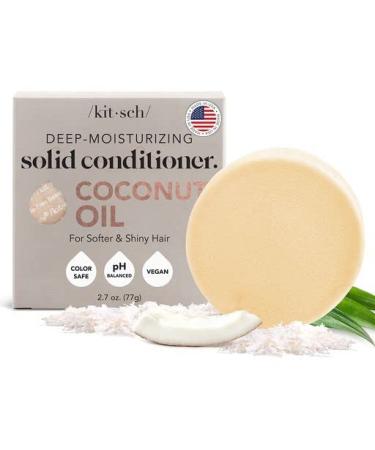 Kitsch Coconut Oil Deep-Moisturizing Conditioner Bar | Made In US | Bottle-free Eco-friendly Conditioner | Nourishes & Restores Dry & Damaged Hair Less Breakage Chemical-free Daily Conditioner