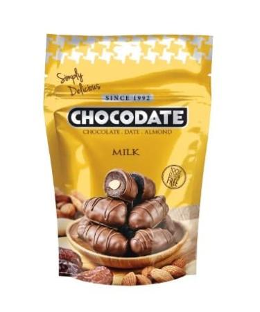 Dates Filled with Almonds and Coated with Chocolate | Individual Pack of 100g (100g, Milk Chocolate)