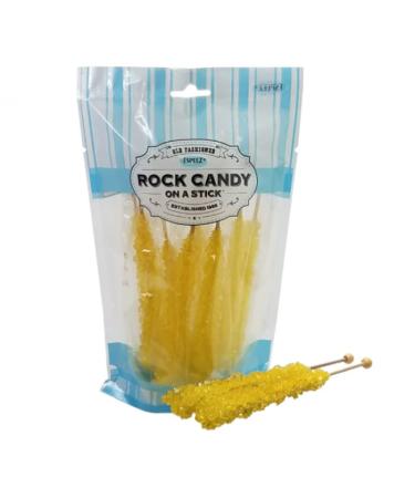 Espeez Yellow Banana Flavoured Rock Candy on a Stick 8 x Lollies 6.4oz (184.1g) - Individually Wrapped - Rock Candy Cake Decorating - Drink / Cocktail Stirrers