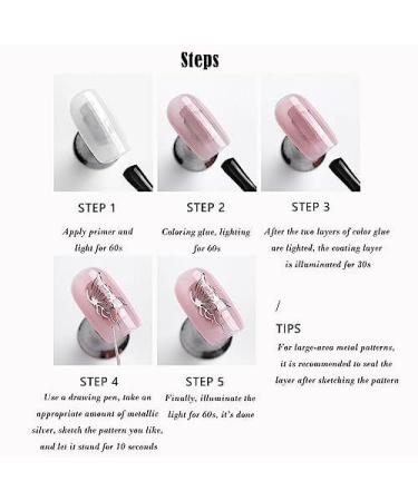 Silver Metal Gel Nail Polish Reflective Mirror Effect Metallic Nail Gel 3D Nail Painting Gel for Nail Drawing Liner Gorgeous Long lasting Quick Dry UV/LED DIY Silver Nail Art Manicure (8ml) - Buy Online on GoSupps.com