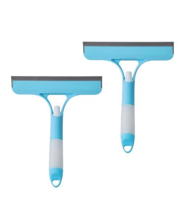 Window Squeegee 3 in 1 Window Cleaning Brush Shower Squeegee with Spray Shower Screen Cleaner Window Cleaning Equipment for Car Washing 2PCS Blue