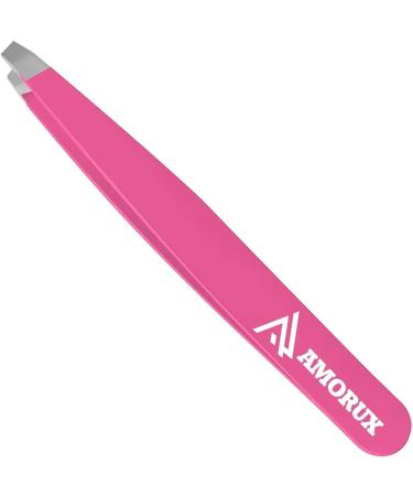 Amorux Tweezers for Facial Hair Women & Men Professional Stainless Steel Black Colour Coated Precision Tweezers Slant & Tip Eyebrow Tweezers for Ingrown Hair Tweezers (Pink) - Buy Online on GoSupps.com